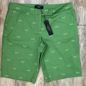 Talbots Green Dragonfly Patterned Bermuda Shorts 6 Petite